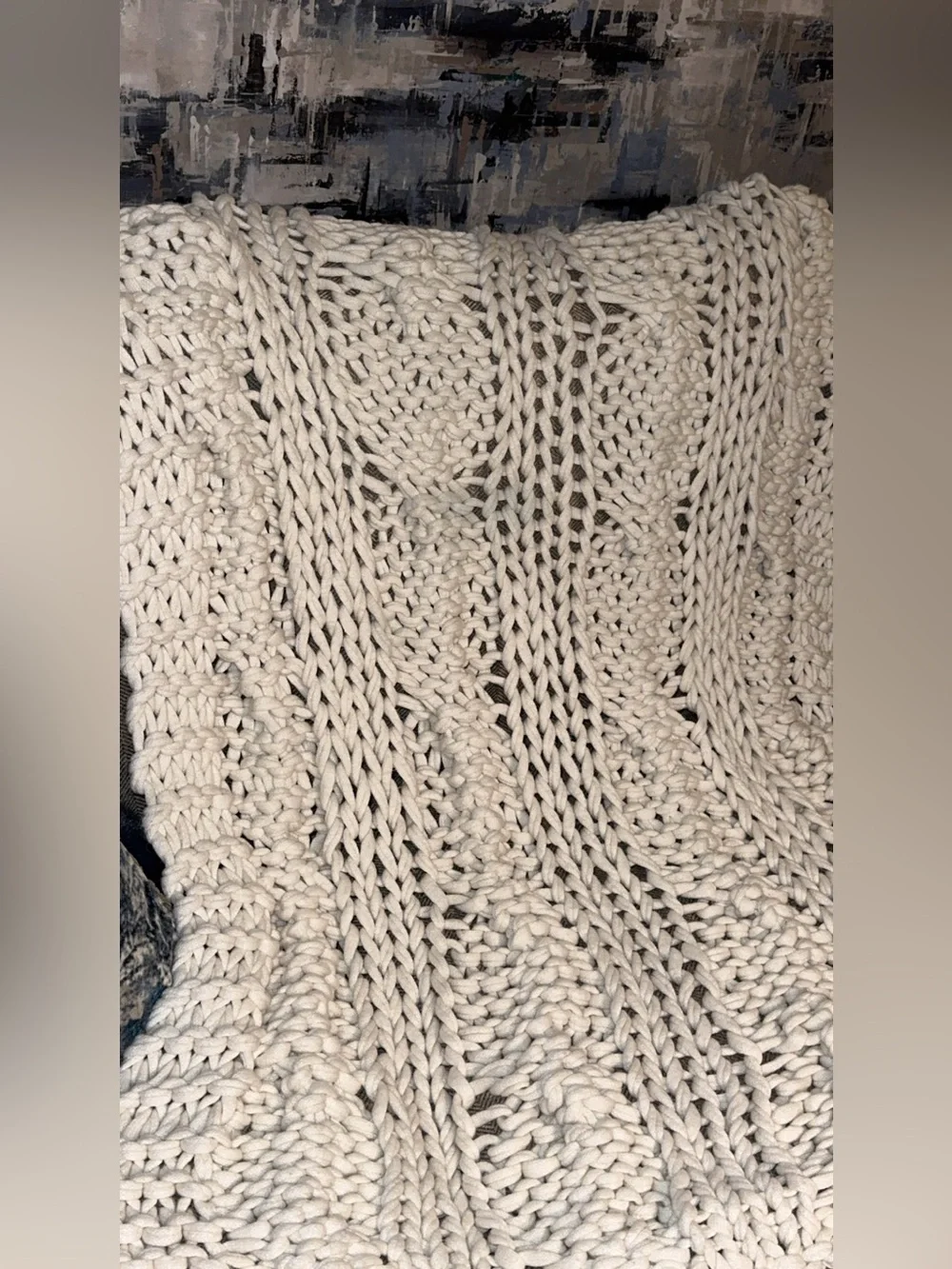 Pottery Barn Handknit Colossal Ivory Throw